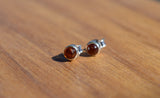 Amber and Sterling Silver Stud Earrings