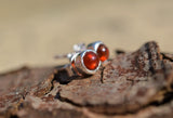 Amber and Sterling Silver Stud Earrings