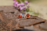 Amber and Sterling Silver Stud Earrings