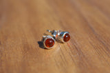 Amber and Sterling Silver Stud Earrings