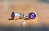 Amethyst Stud Earrings on Sterling Silver
