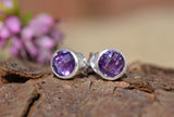 Amethyst Stud Earrings on Sterling Silver