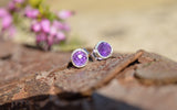 Amethyst Stud Earrings on Sterling Silver