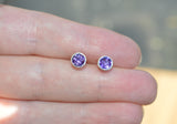 Amethyst Stud Earrings on Sterling Silver