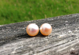 Freshwater Pearl Stud Earrings on Sterling Silver