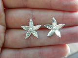 Fine Silver Flower Stud Earrings, made from Eco Friendly Pure Silver