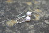 Bridal White Freshwater Pearl Drop  Earrings on 925 Sterling Silver