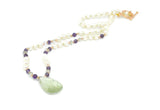 Green and Purple Amethyst with Freshwater Pearls Necklace & Rose Gold Sterling Silver