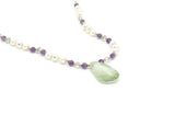 Green and Purple Amethyst with Freshwater Pearls Necklace & Rose Gold Sterling Silver