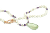 Green and Purple Amethyst with Freshwater Pearls Necklace & Rose Gold Sterling Silver