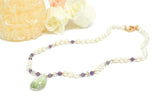 Green and Purple Amethyst with Freshwater Pearls Necklace & Rose Gold Sterling Silver