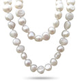 Blue Dragonfly Creations long white baroque freshwater pearl necklace with hand-knotted detailing between each pearl