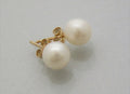 Blue Dragonfly Creations classic round pearl stud earrings with lustrous white pearls and gold-tone posts.