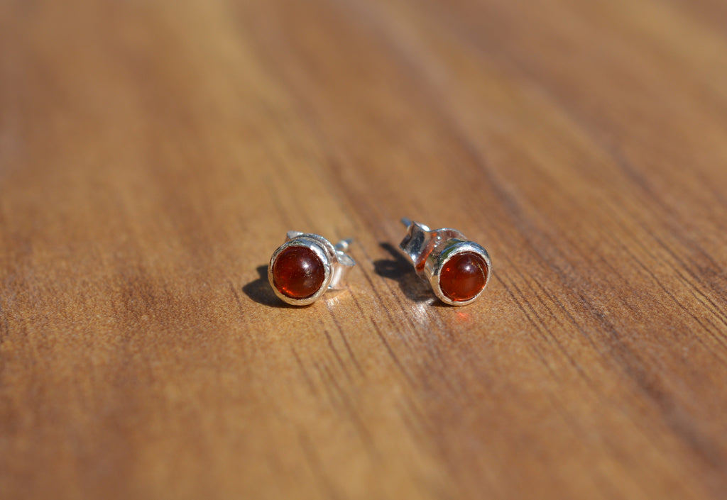 Amber and Sterling Silver Stud Earrings