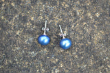 7-8 mm AAA Blue Fresh Water Pearl Stud Earrings on Sterling Silver