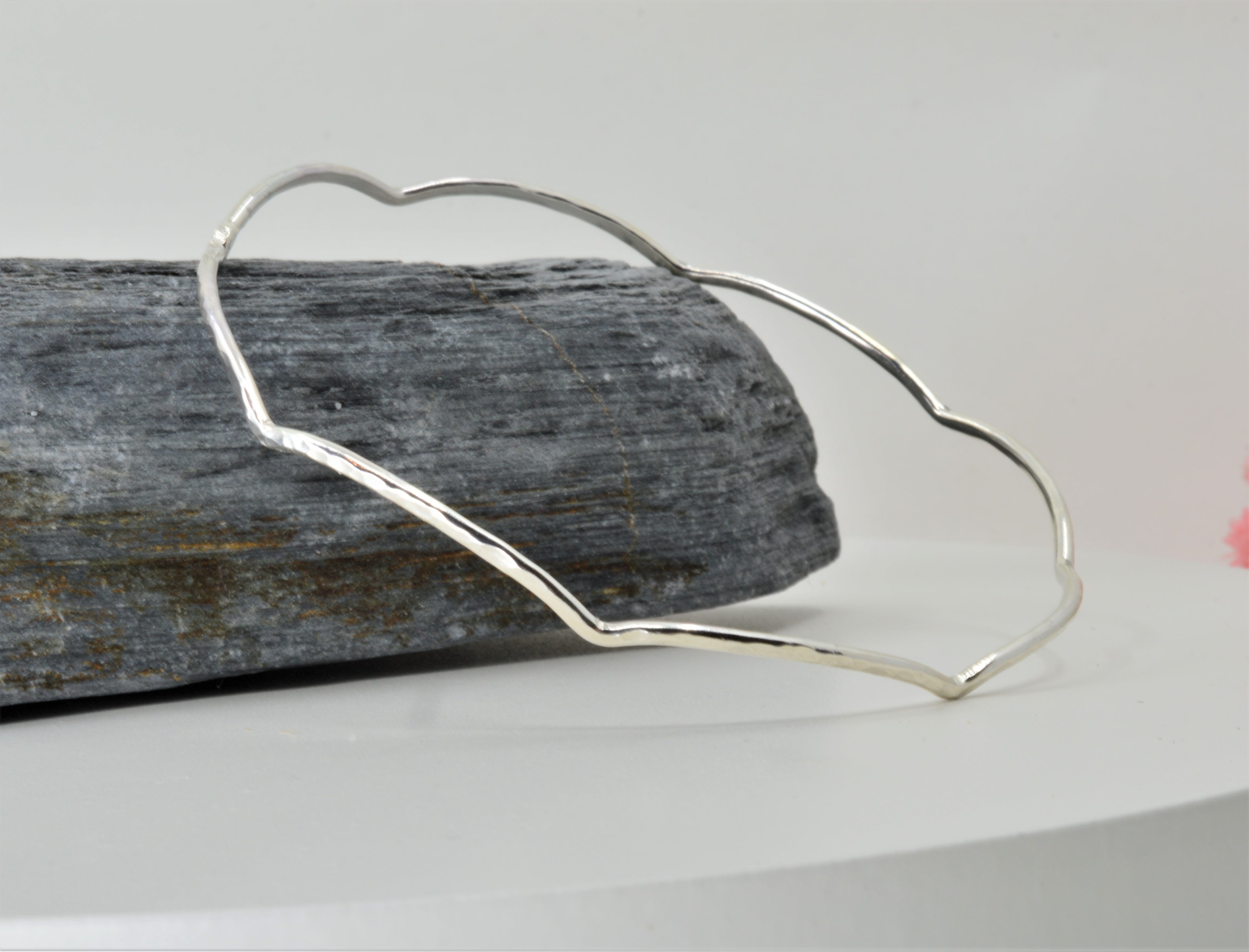 Hammered Stackable Sterling Silver Bangle