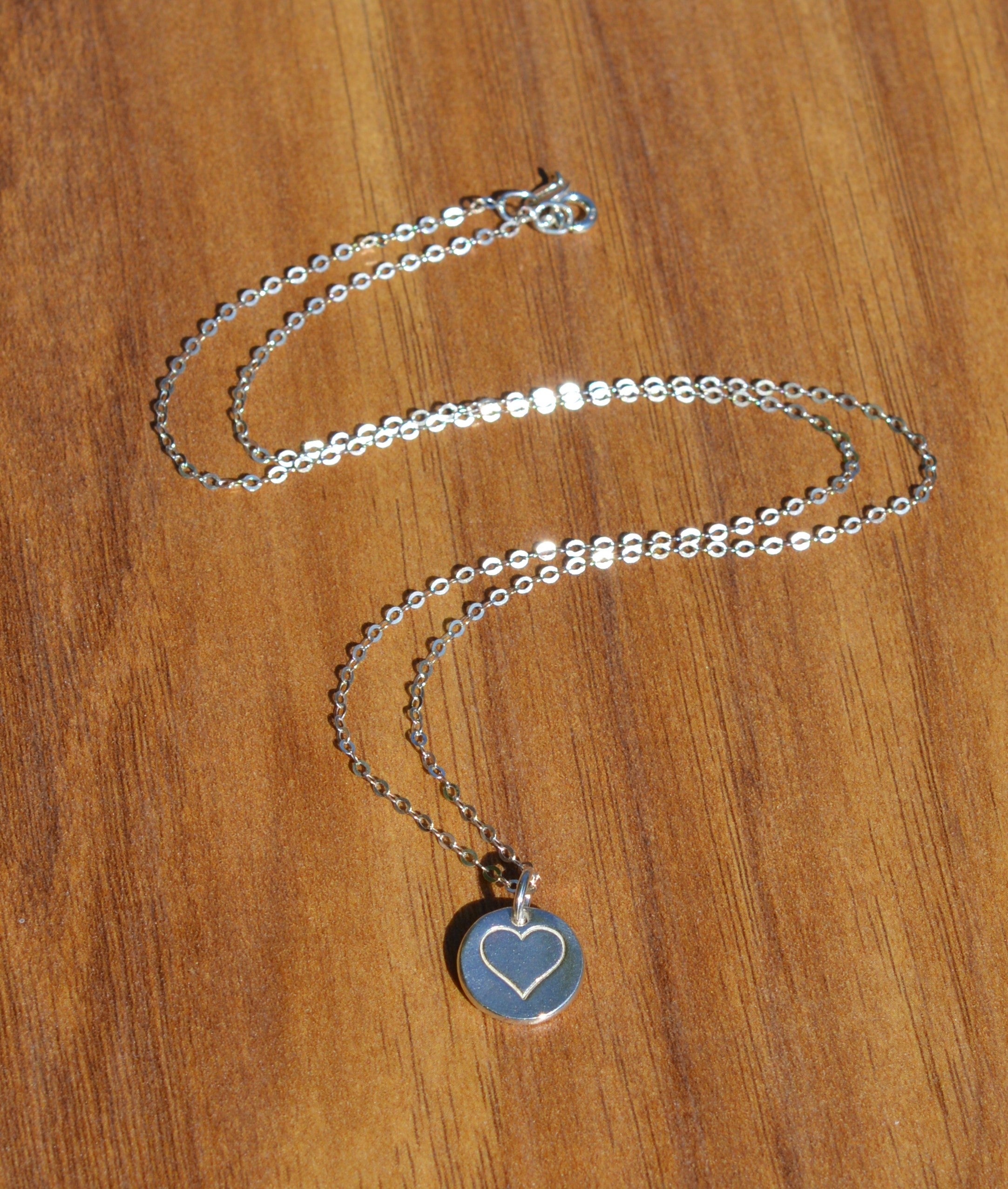 Heart Pendant Necklace made from Fine Silver & 925 Silver Chain