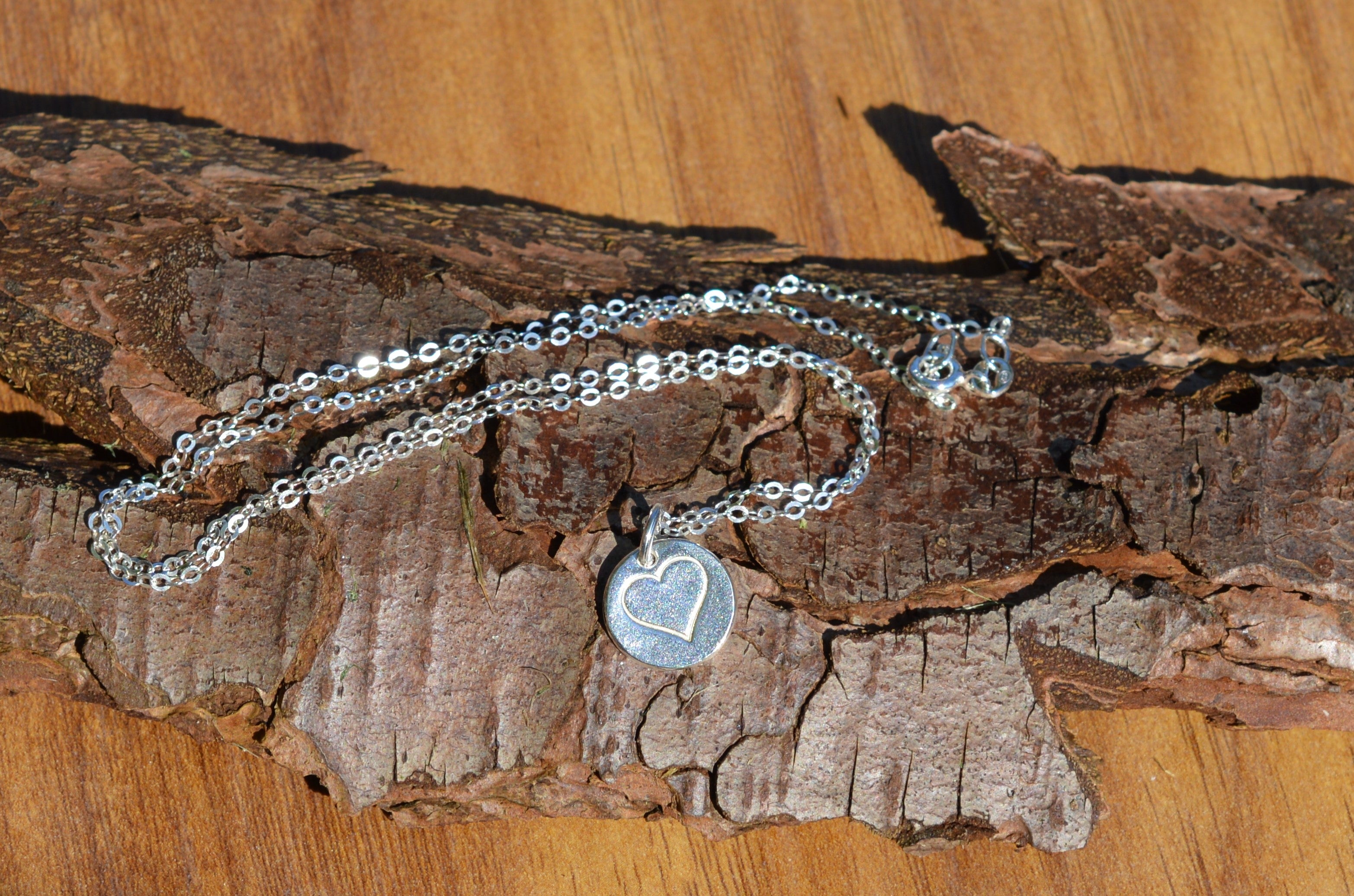 Heart Pendant Necklace made from Fine Silver & 925 Silver Chain