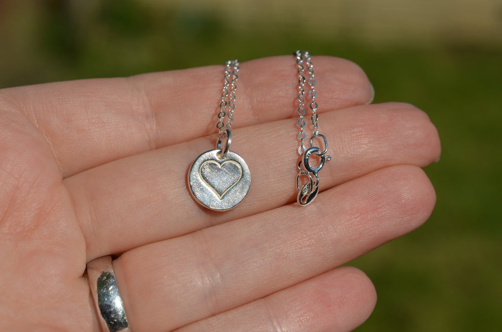 Heart Pendant Necklace made from Fine Silver & 925 Silver Chain