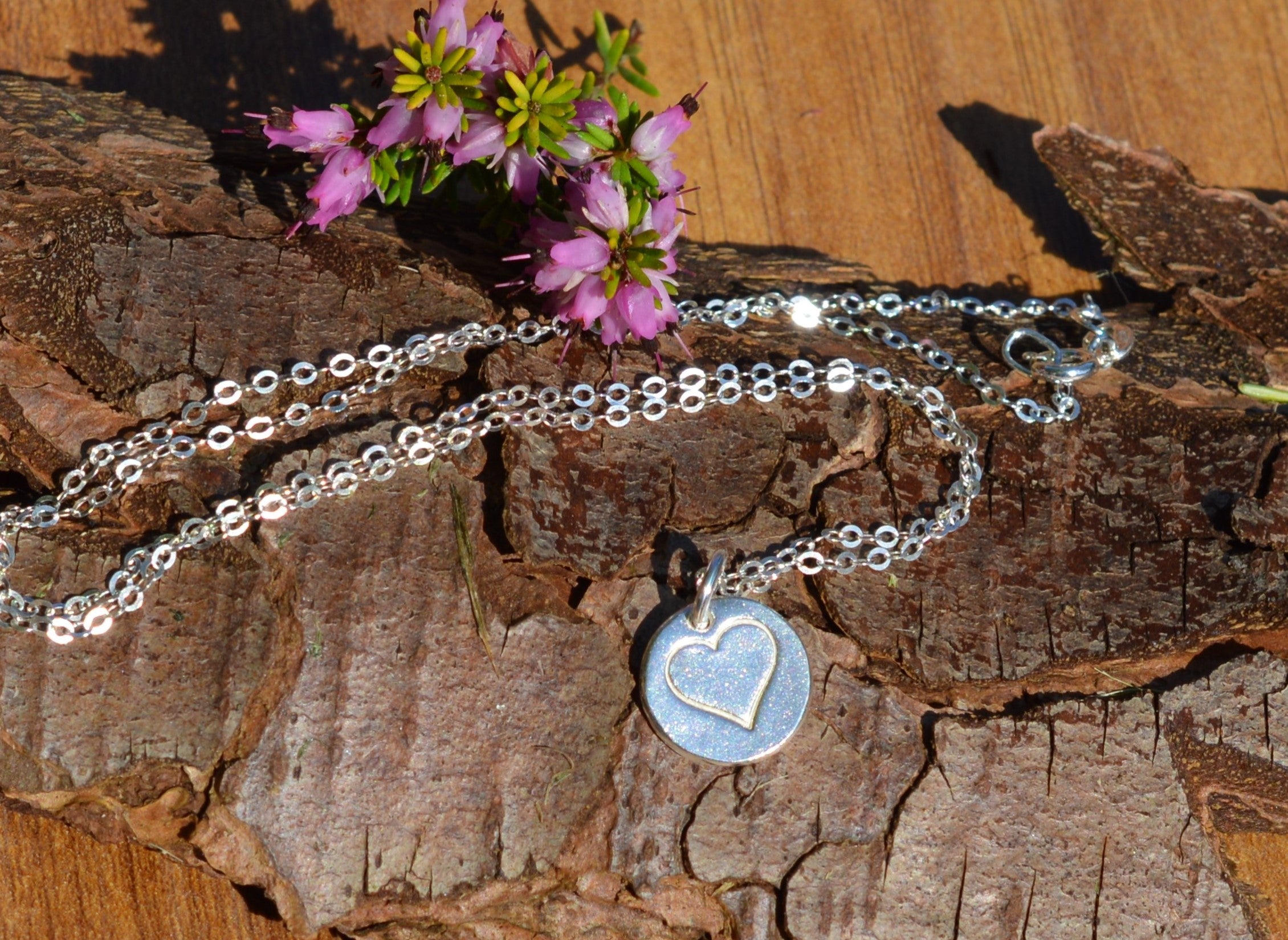 Heart Pendant Necklace made from Fine Silver & 925 Silver Chain