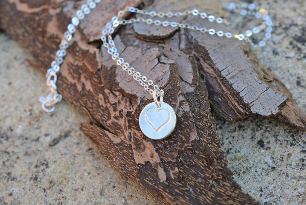 Heart Pendant Necklace made from Fine Silver & 925 Silver Chain