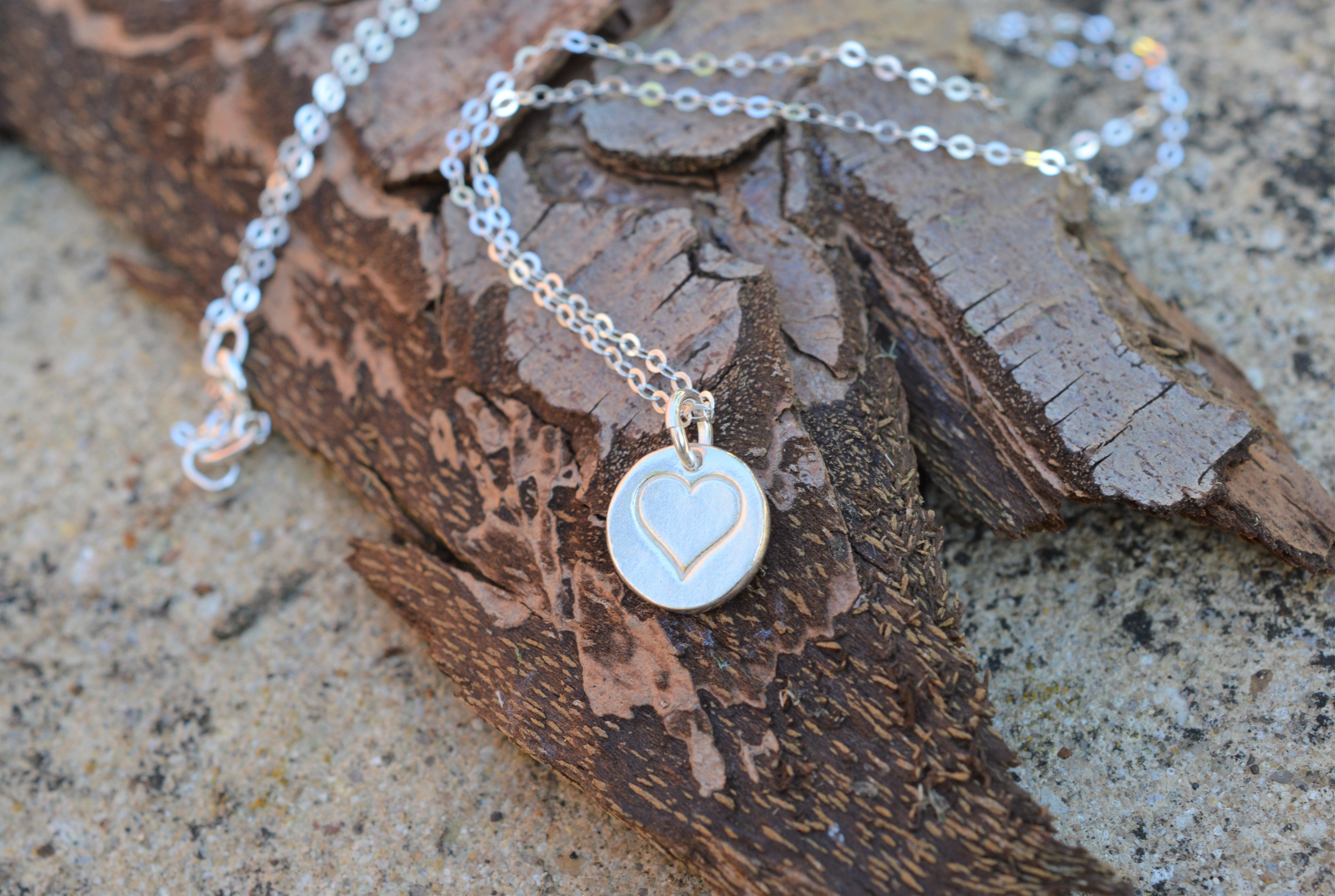 Heart Pendant Necklace made from Fine Silver & 925 Silver Chain