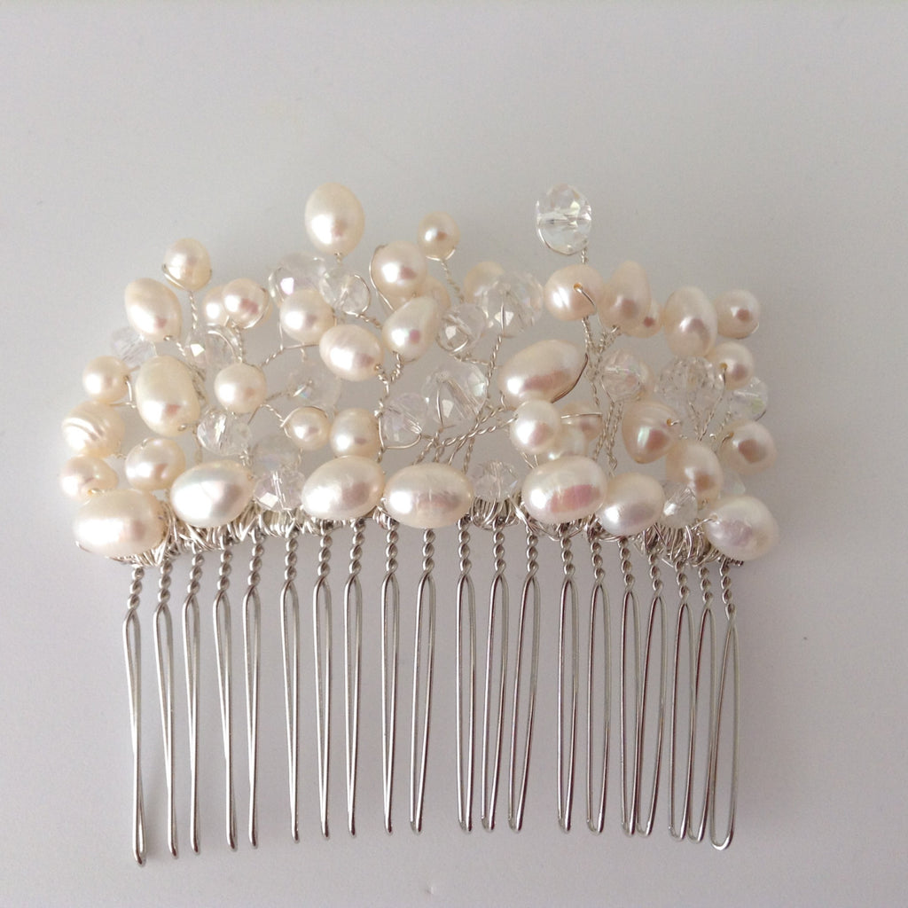 Freshwater Pearl and Crystals hair comb
