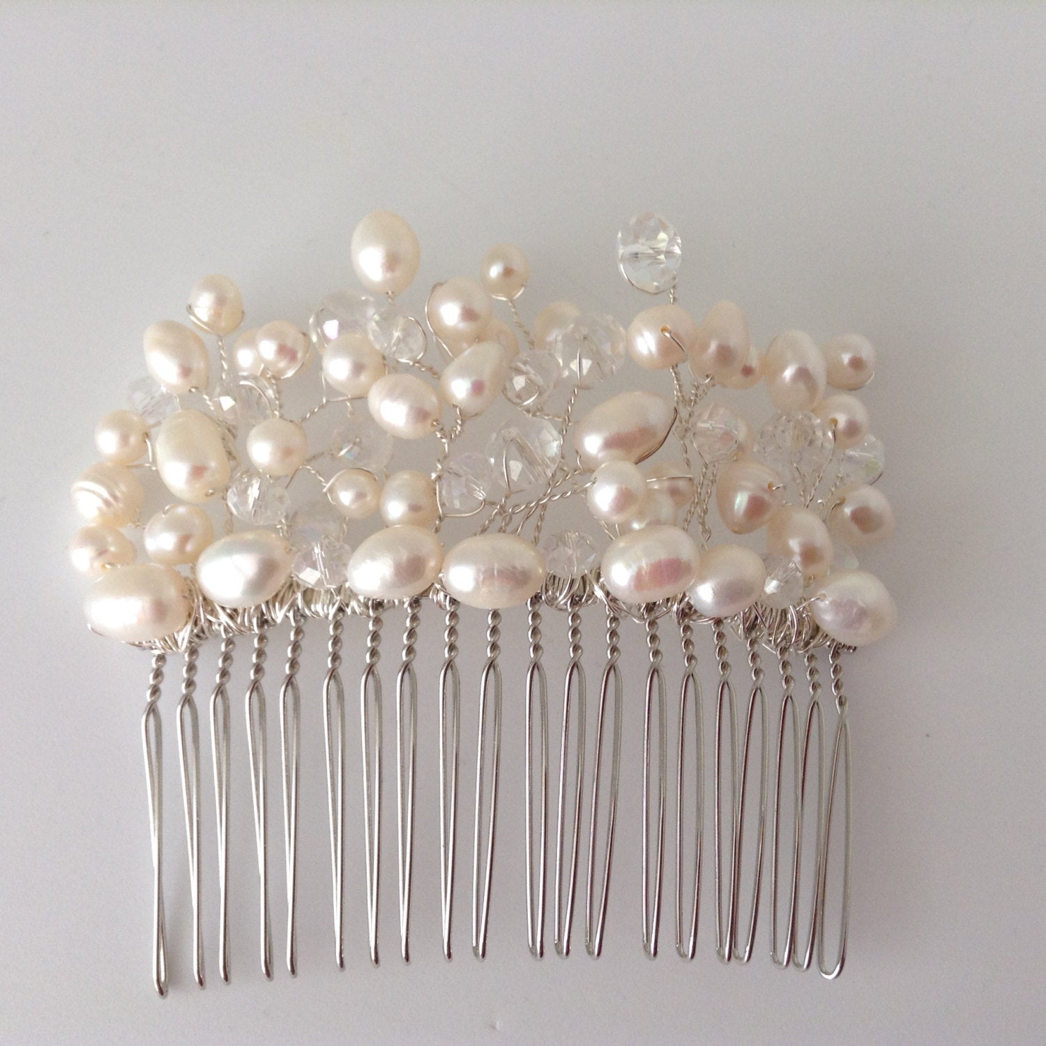 Freshwater Pearl and Crystals hair comb
