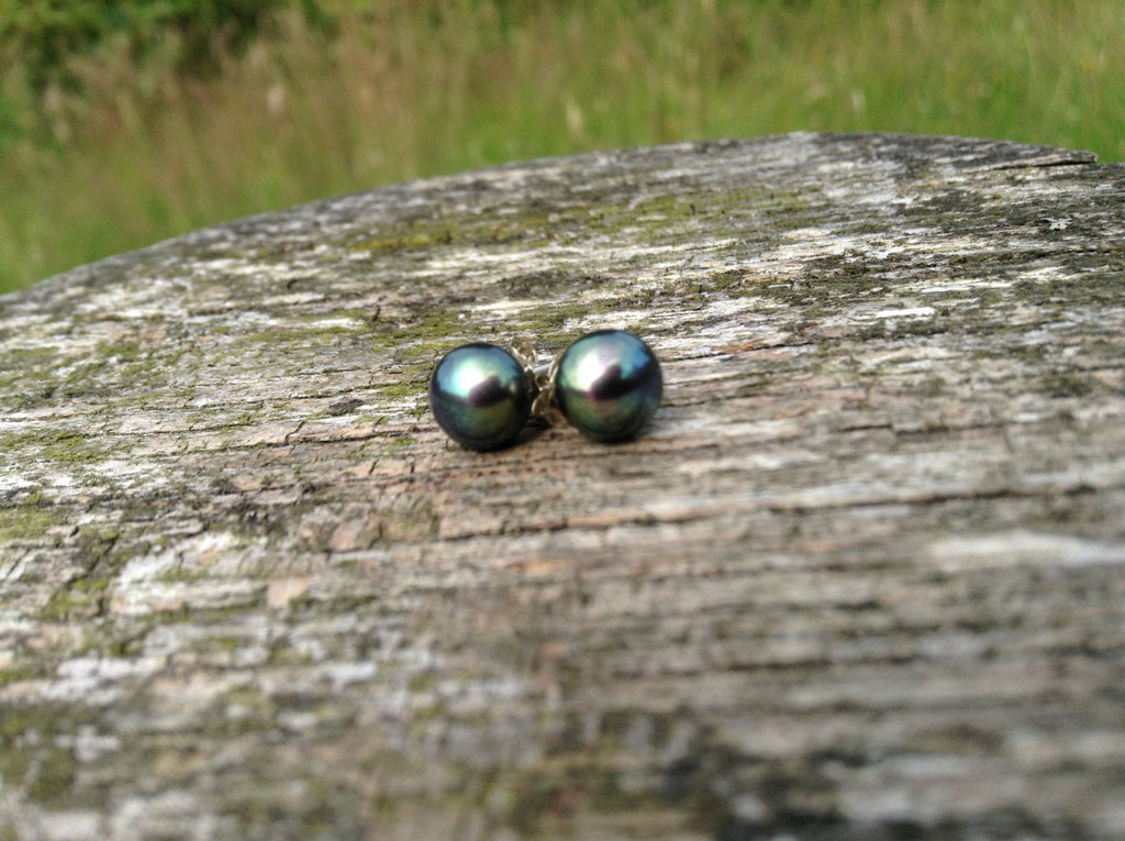 Natural Freshwater Pearl Stud Earrings on Sterling Silver