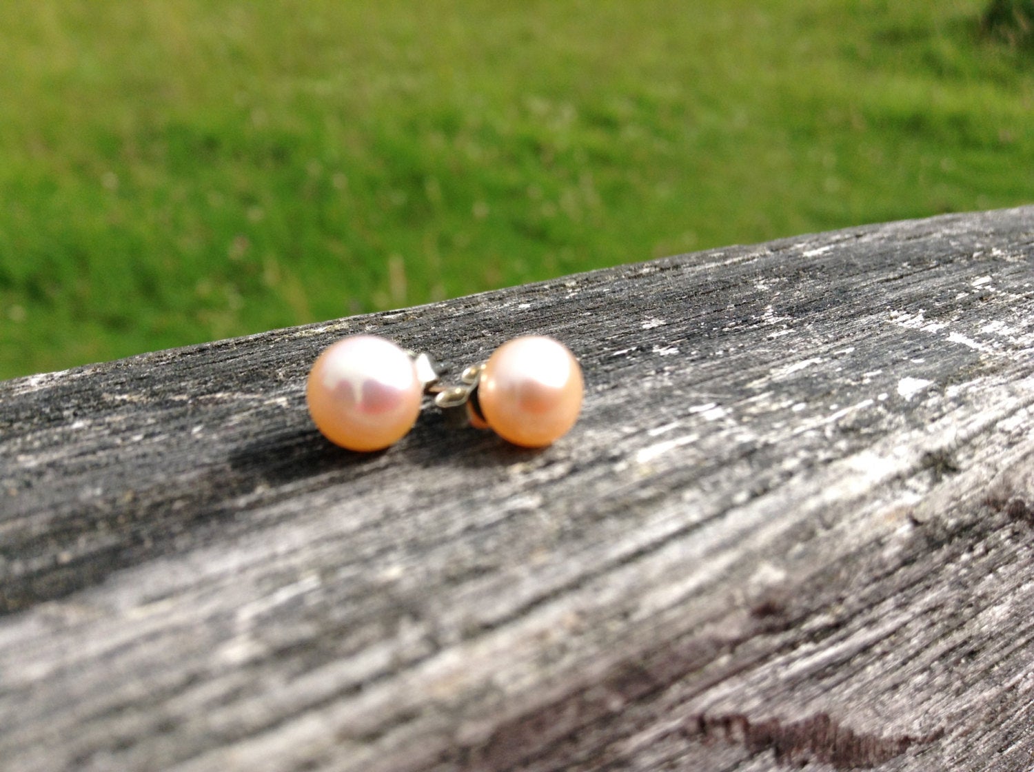 Natural Freshwater Pearl Stud Earrings on Sterling Silver