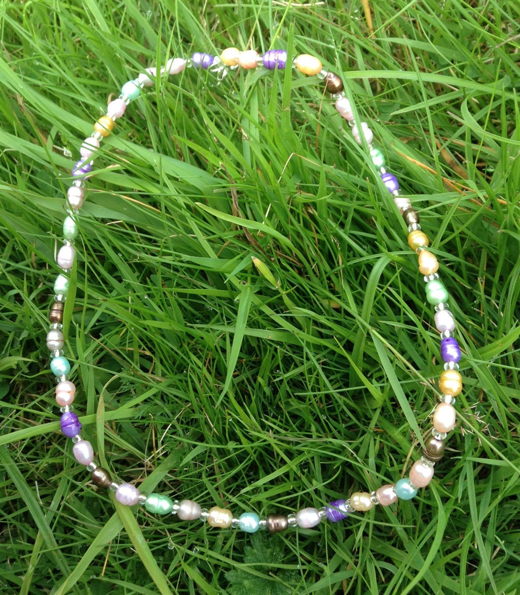 Multicolor Freshwater Pearl Necklace on Sterling Silver Clasp