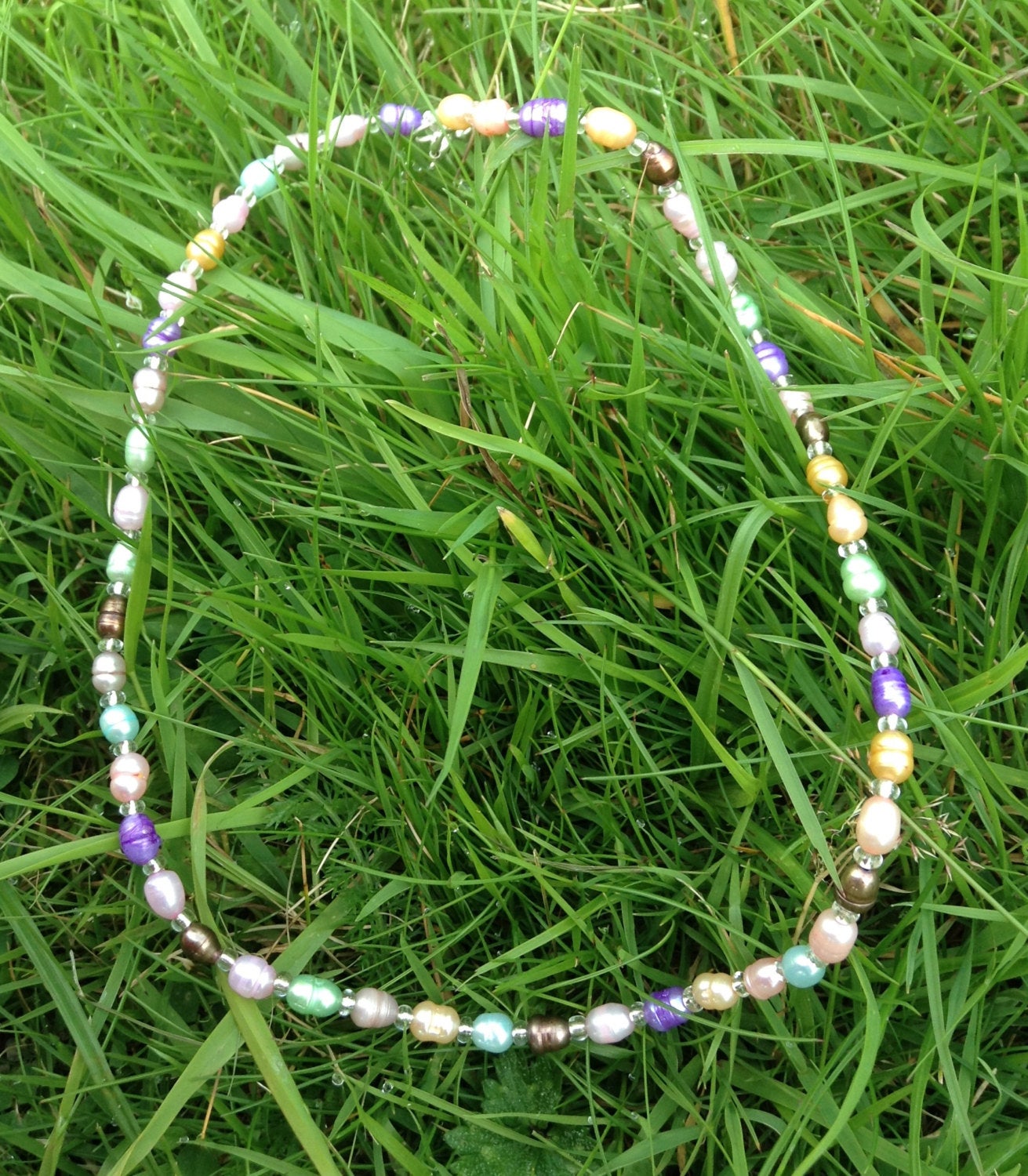 Multicolor Freshwater Pearl Necklace on Sterling Silver Clasp