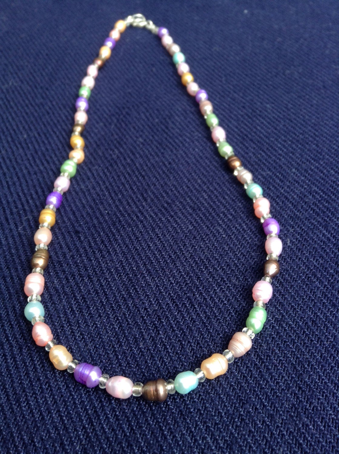 Multicolor Freshwater Pearl Necklace on Sterling Silver Clasp