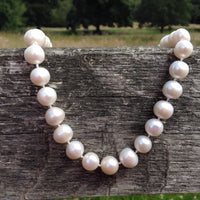 Large White Freshwater Pearls Necklace, Hand Knotted