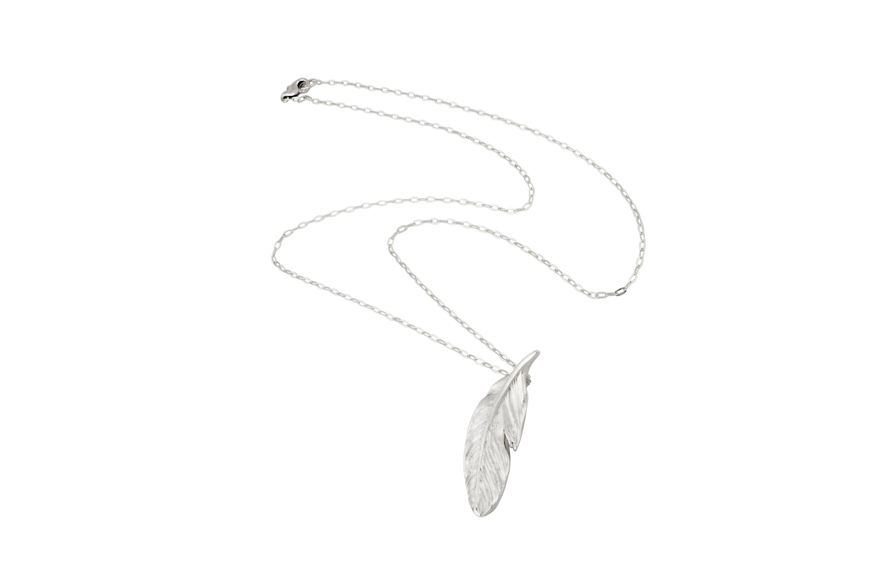 Fine Silver Feather Necklace, Handmade Eco Silver Pendant, Hallmarked Jewelry