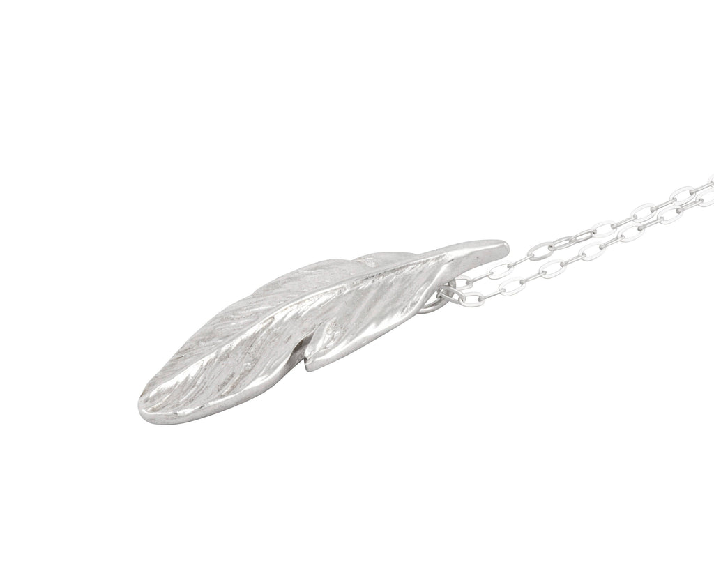 Fine Silver Feather Necklace, Handmade Eco Silver Pendant, Hallmarked Jewelry