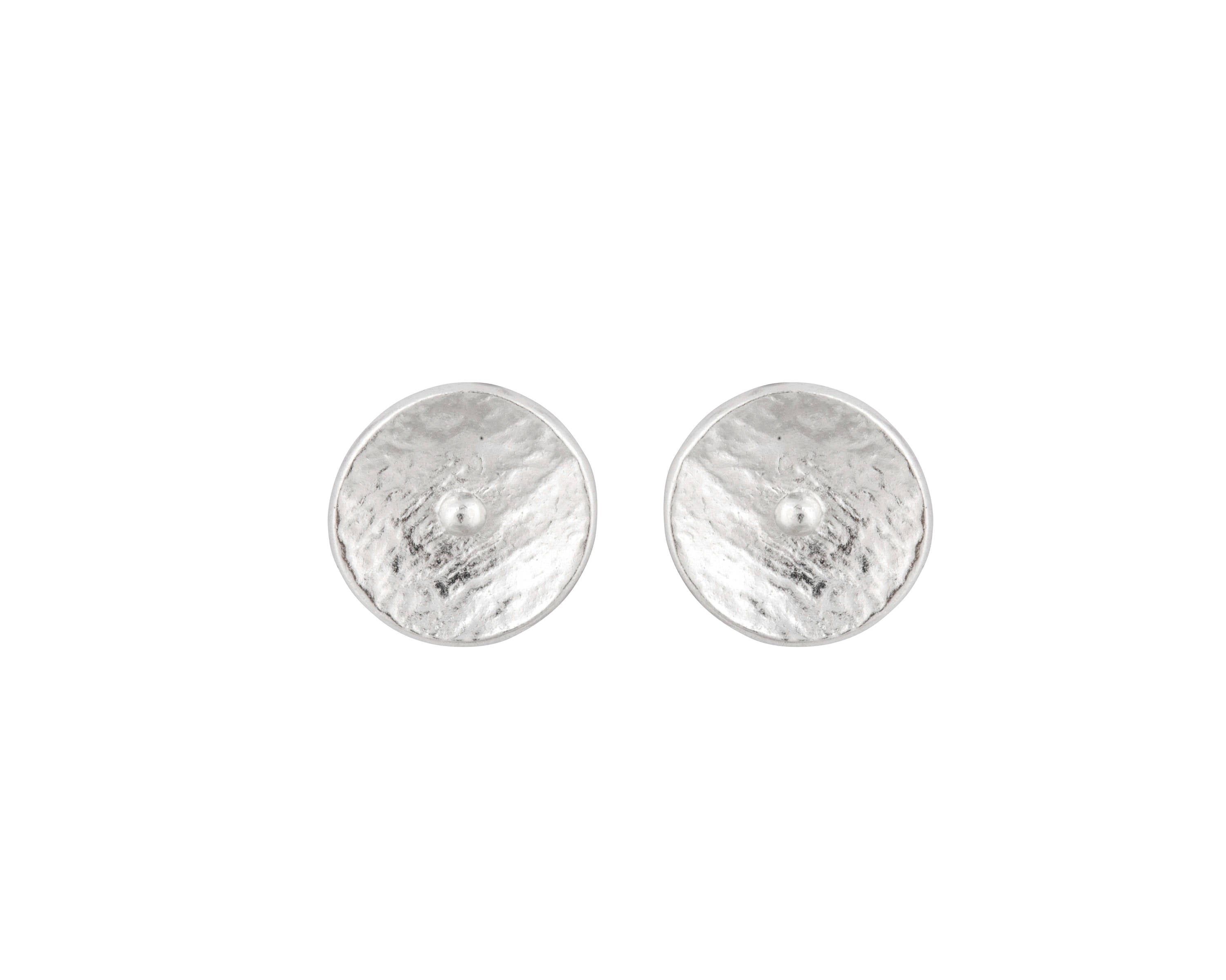 Fine Silver Round Stud Earrings, Textured Eco Friendly Pure Silver
