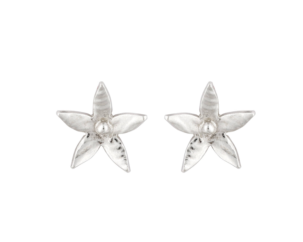 Fine Silver Flower Stud Earrings, made from Eco Friendly Pure Silver