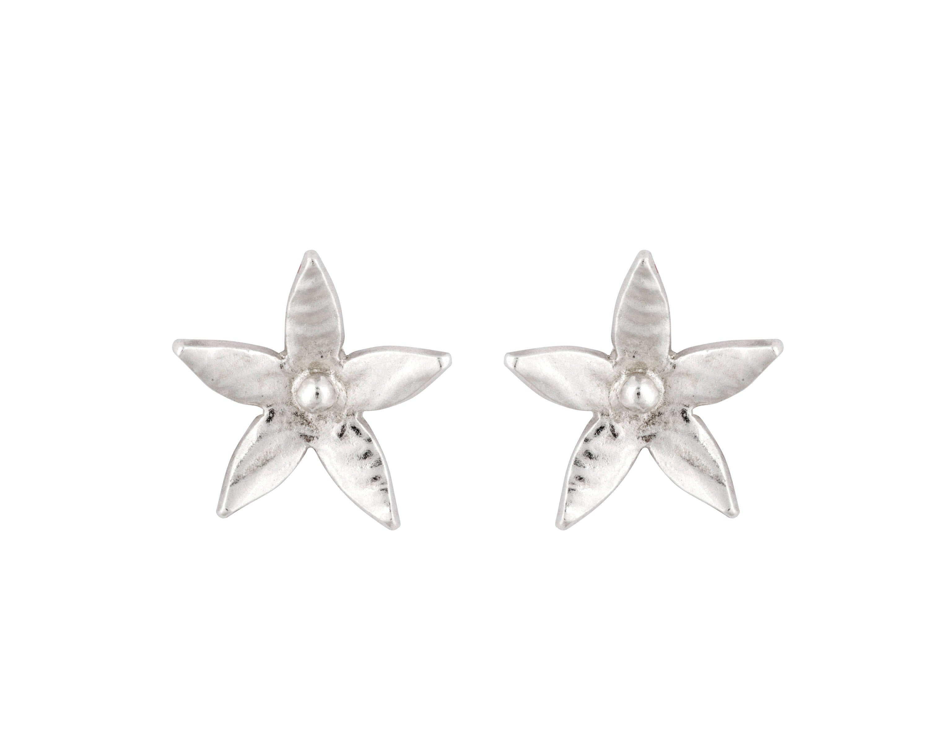Fine Silver Flower Stud Earrings, made from Eco Friendly Pure Silver