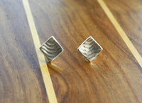 Small Square Geometric Studs Earrings Handmade with Pure Silver