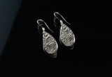Fine Silver Wave Design Drop Earrings with Sterling Silver French Hook