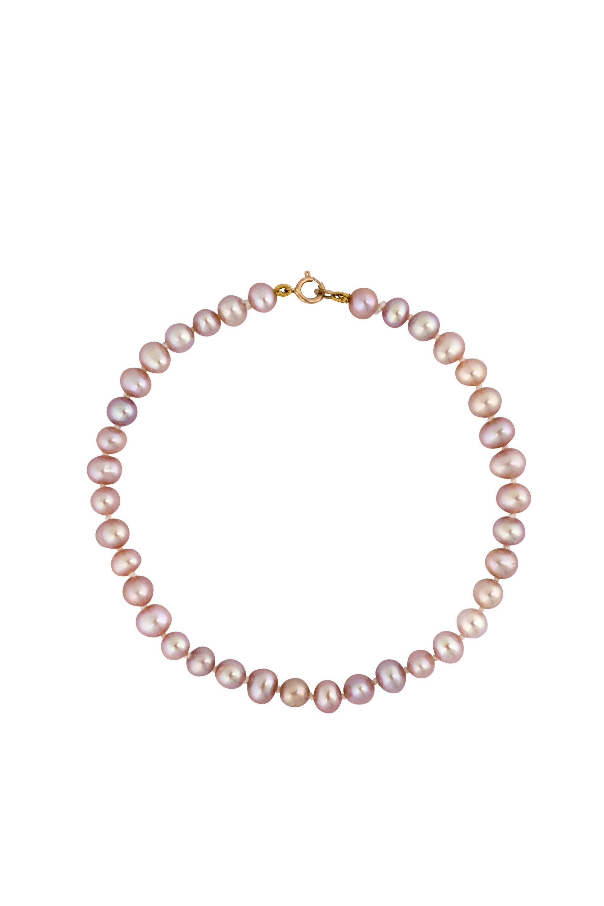 Natural Freshwater Pearl Bracelet with 10 ct Gold clasp, hand knotted
