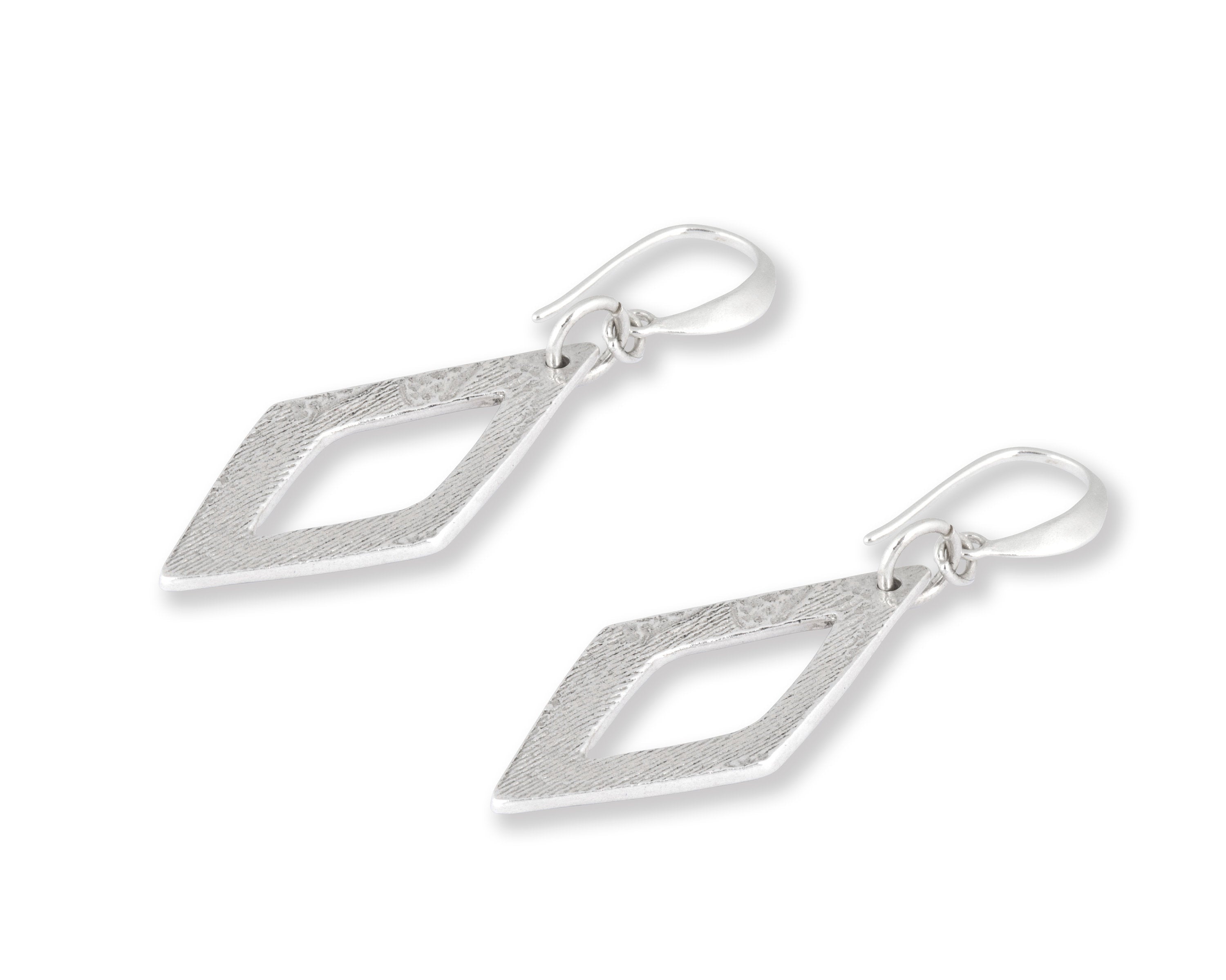 Long Fine Silver Dangle Earrings, Contemporary Elongated Drop Earrings