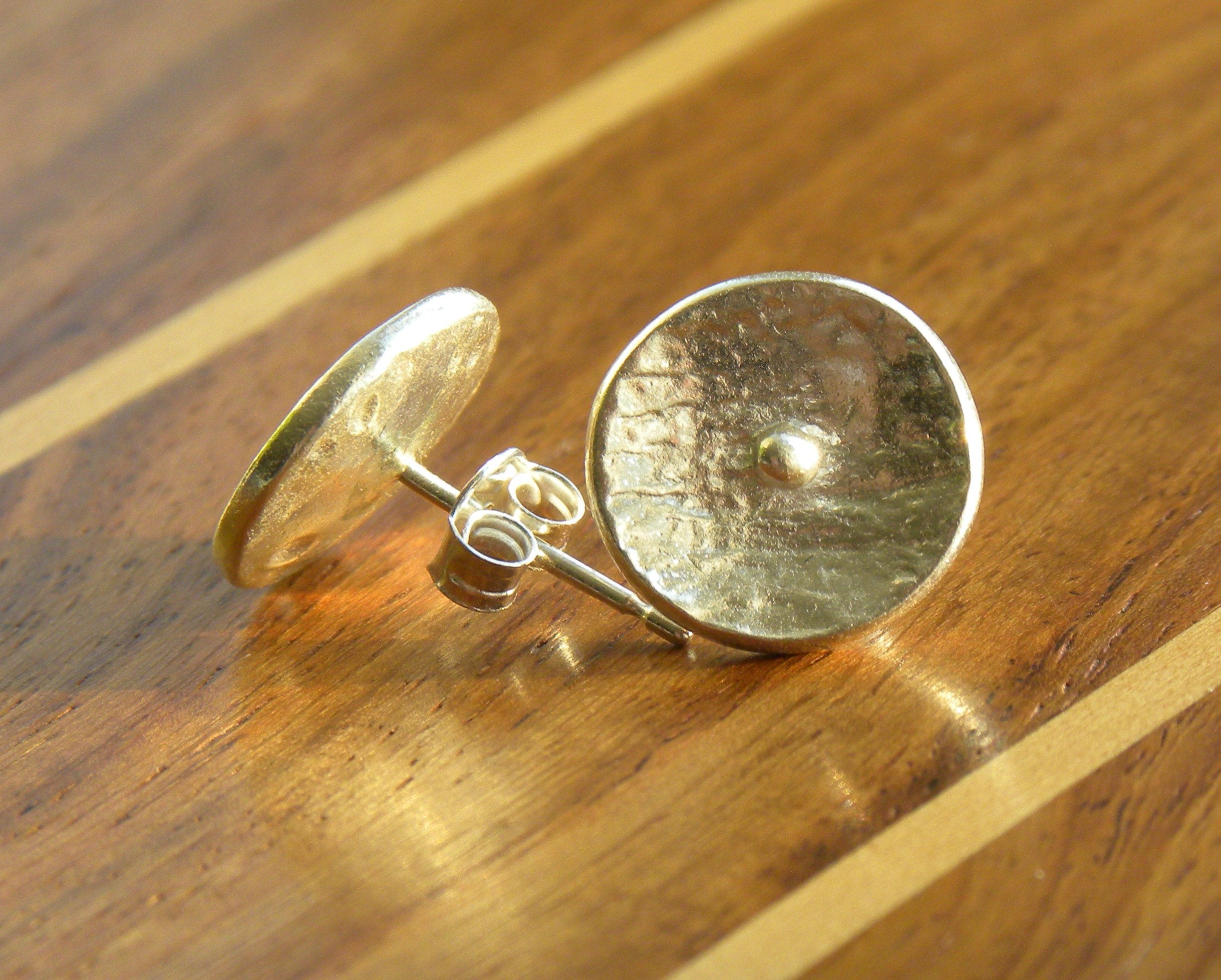 Fine Silver Round Stud Earrings, Textured Eco Friendly Pure Silver