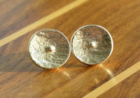 Fine Silver Round Stud Earrings, Textured Eco Friendly Pure Silver