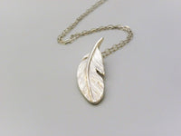 Fine Silver Feather Necklace, Handmade Eco Silver Pendant, Hallmarked Jewelry