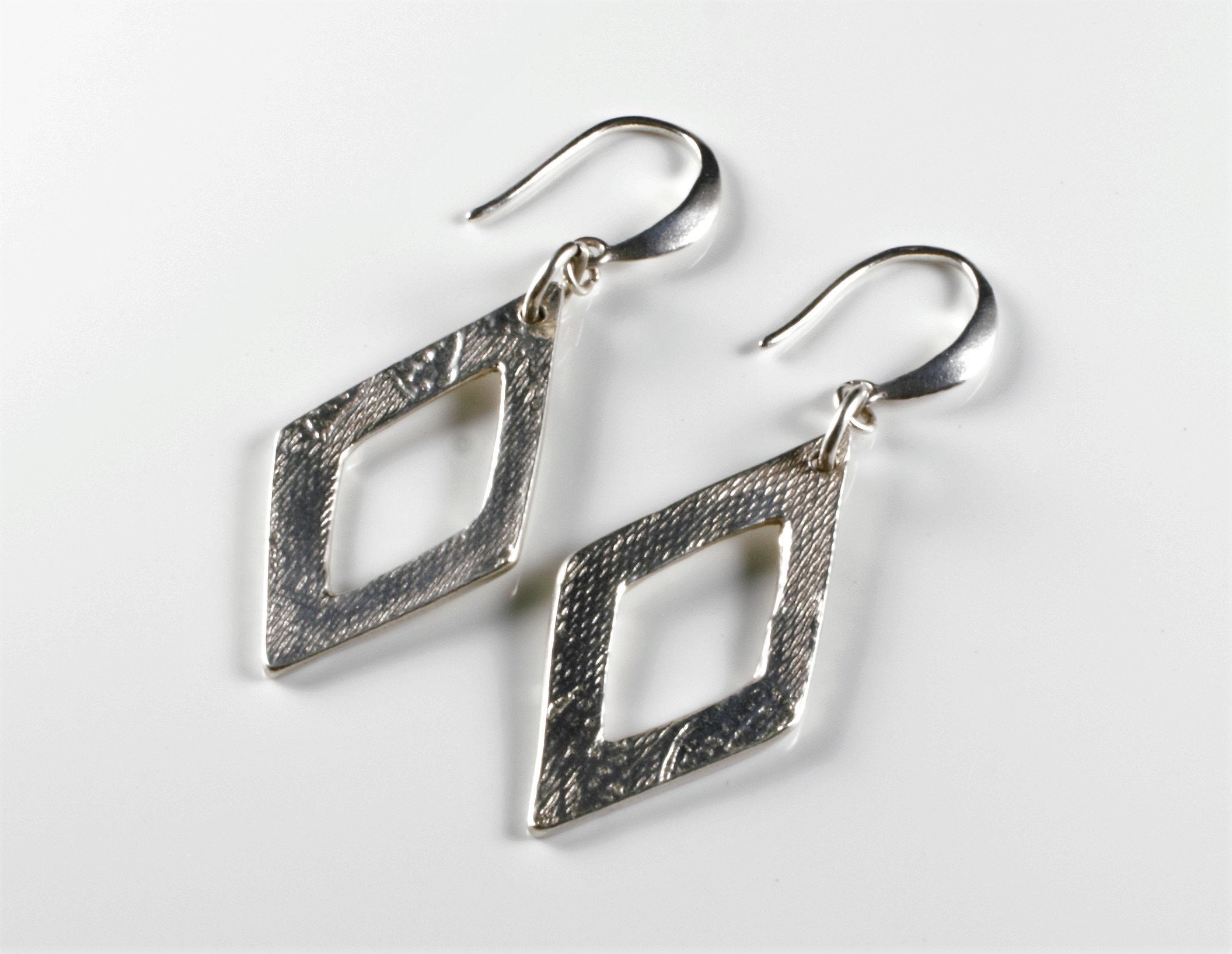 Long Fine Silver Dangle Earrings, Contemporary Elongated Drop Earrings