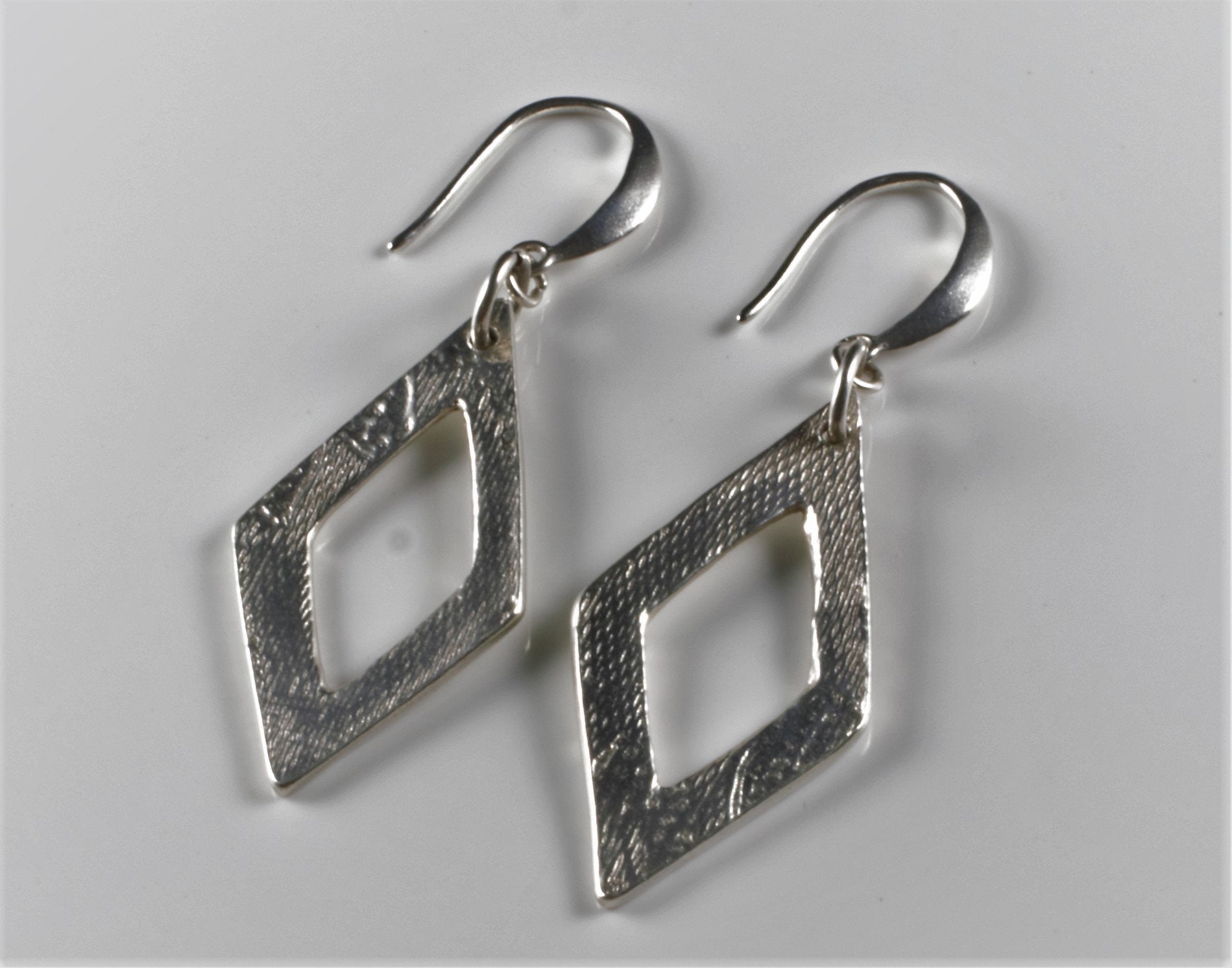 Long Fine Silver Dangle Earrings, Contemporary Elongated Drop Earrings