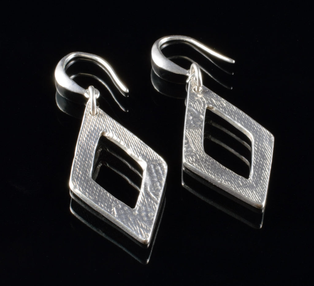 Long Fine Silver Dangle Earrings, Contemporary Elongated Drop Earrings