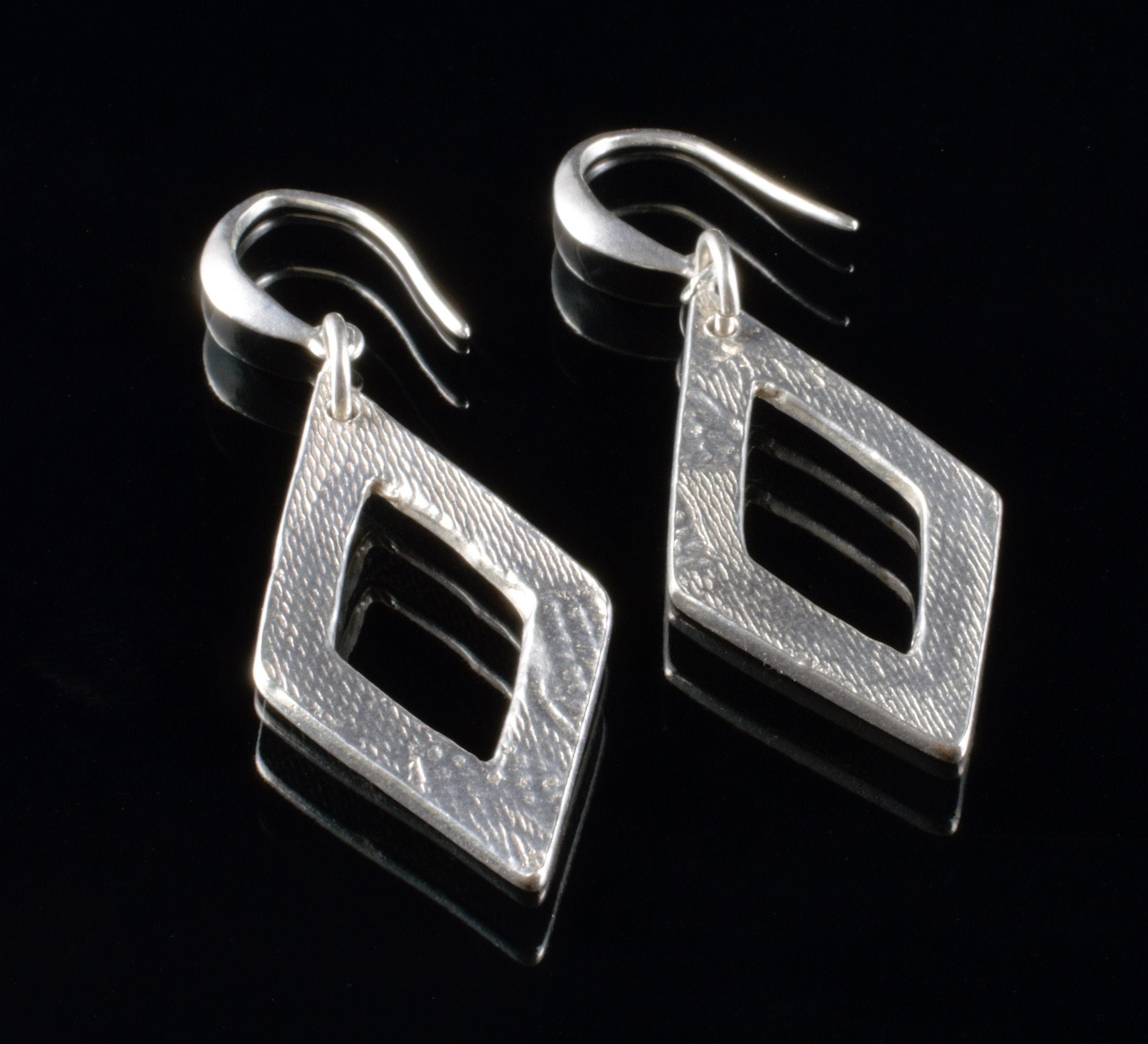 Long Fine Silver Dangle Earrings, Contemporary Elongated Drop Earrings